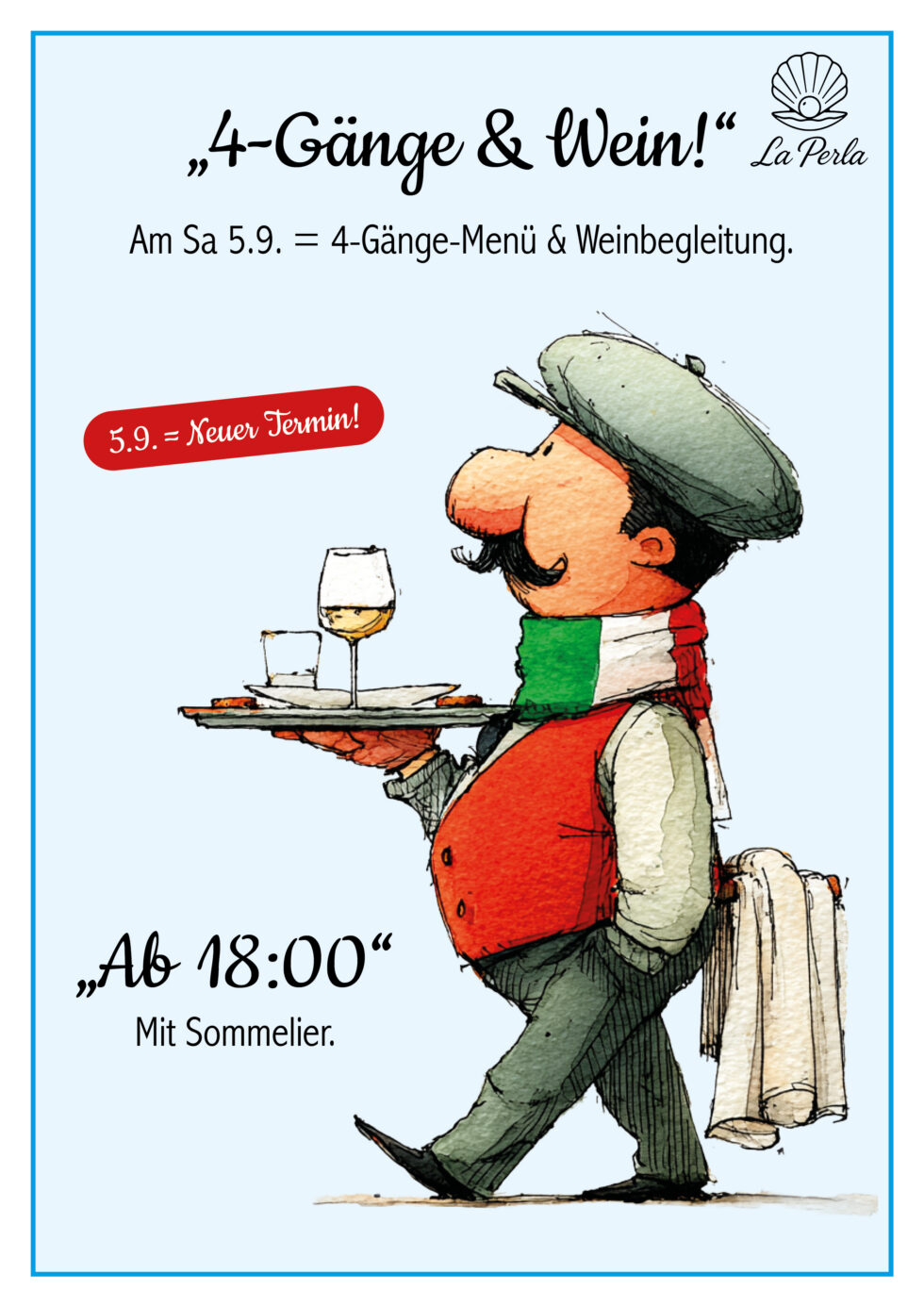 4-Gänge-Menü mit Weinbegleitung – Plakat