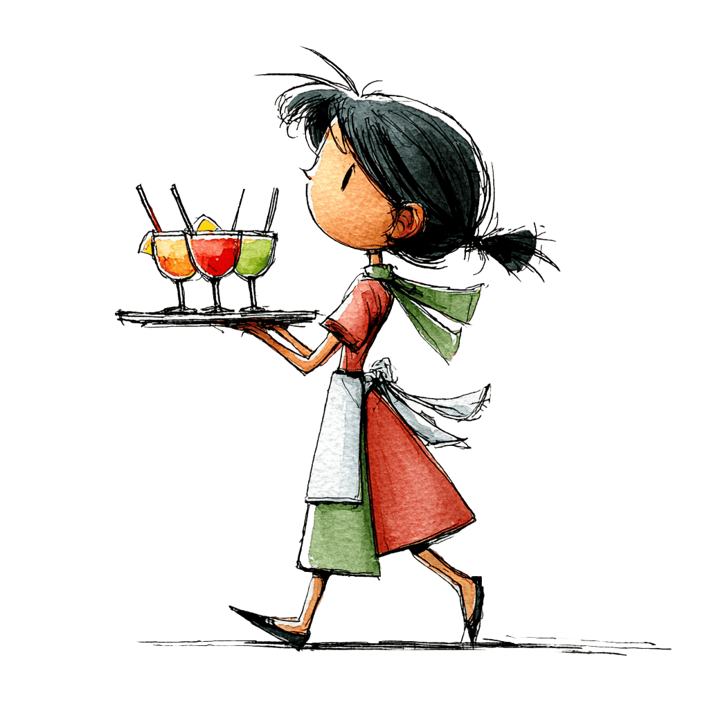 Servicekraft mit Cocktails