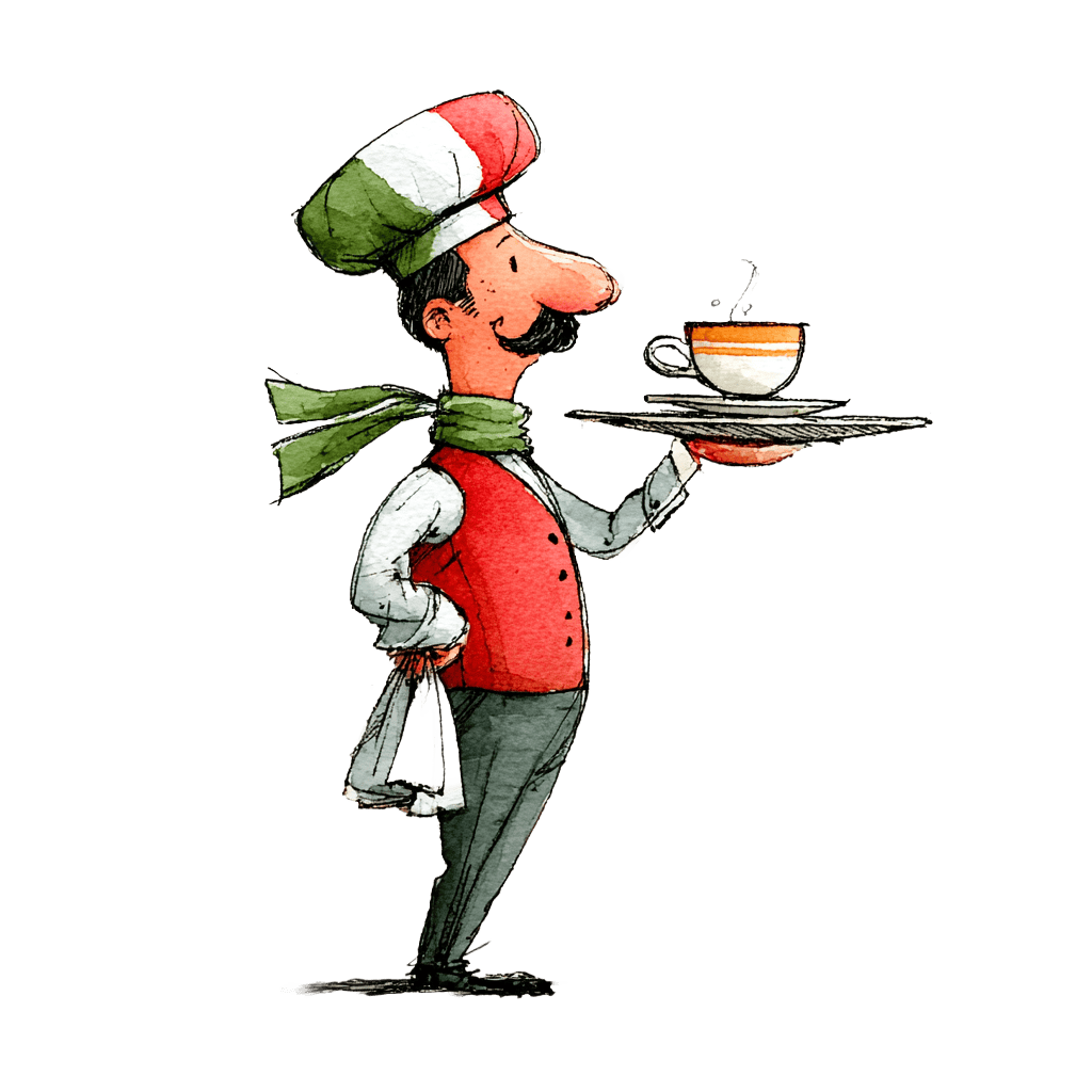 Kellner mit Kaffee